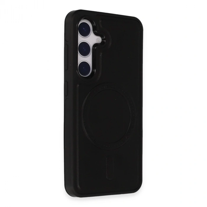 Samsung Galaxy S24 Kılıf Ozzi Magsafe Deri Kapak - Siyah