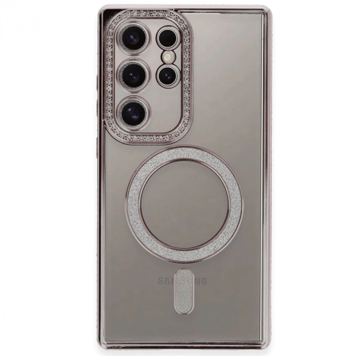 Samsung Galaxy S24 Ultra Kılıf Joke Simli Magneticsafe Kılıf - Pembe