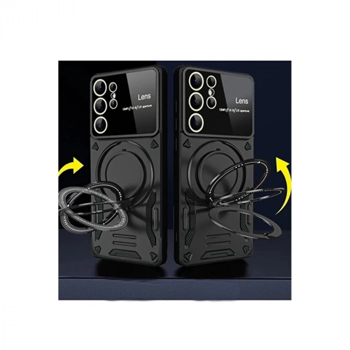 Samsung Galaxy S24 Ultra Kılıf Joy Lens Standlı Kapak - Lacivert