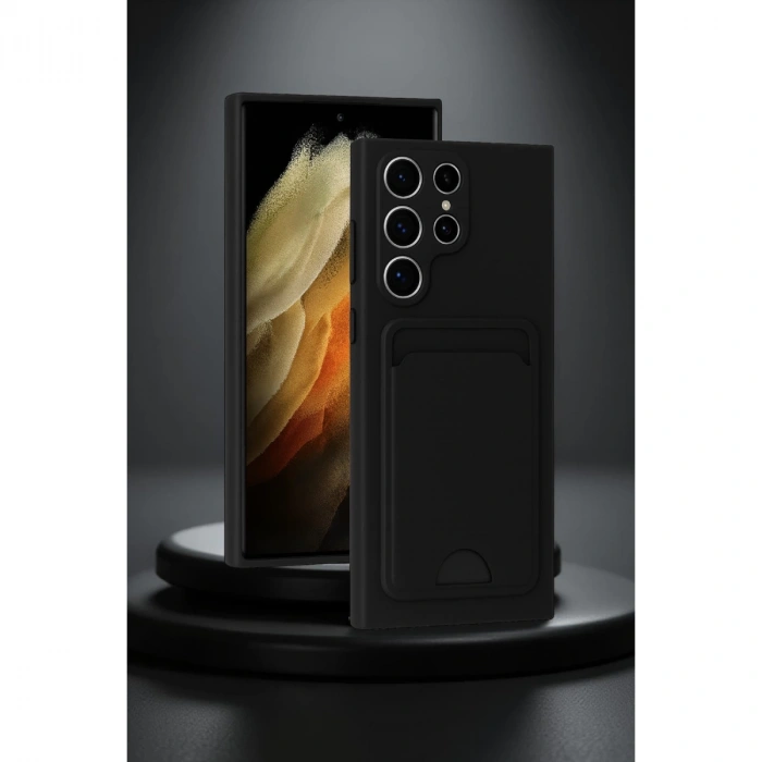 Samsung Galaxy S24 Ultra Kılıf Kelvin Kartvizitli Silikon - Siyah