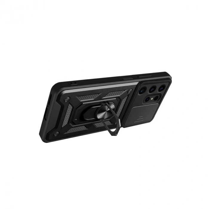 Samsung Galaxy S24 Ultra Kılıf Pars Lens Yüzüklü Silikon - Kırmızı