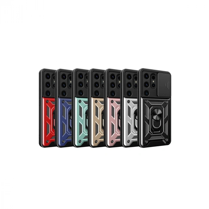 Samsung Galaxy S24 Ultra Kılıf Pars Lens Yüzüklü Silikon - Yeşil