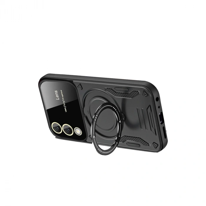 Samsung Galaxy S25 Edge Kılıf Joy Lens Standlı Kapak - Siyah