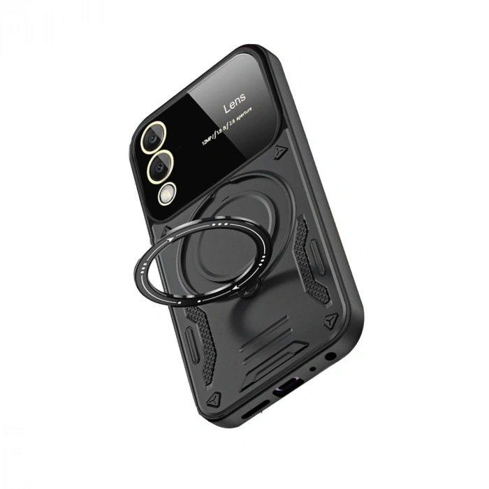 Samsung Galaxy S25 Edge Kılıf Joy Lens Standlı Kapak - Siyah