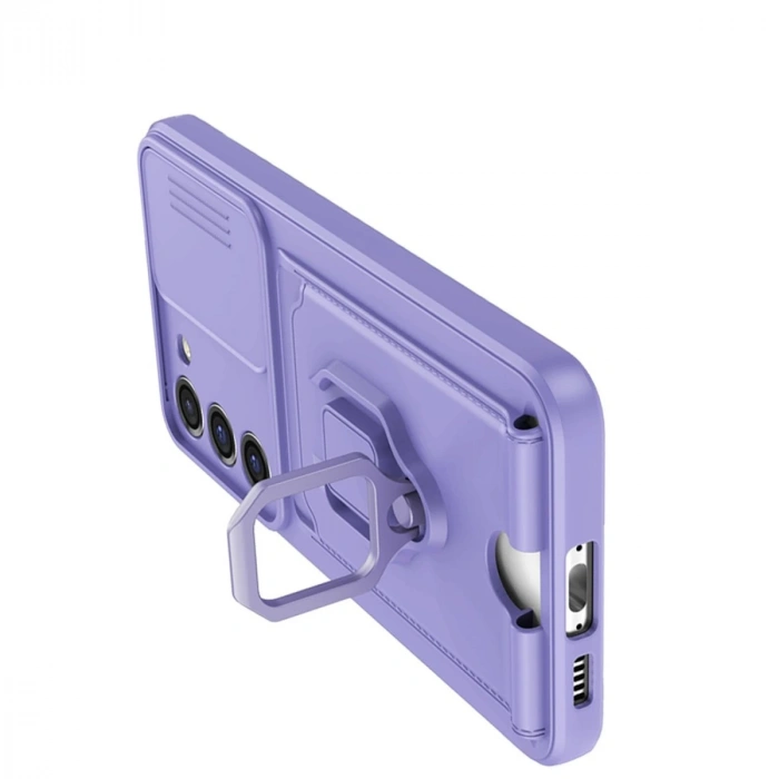 Samsung Galaxy S25 Plus Kılıf Zuma Kartvizitli Yüzüklü Silikon - Lacivert