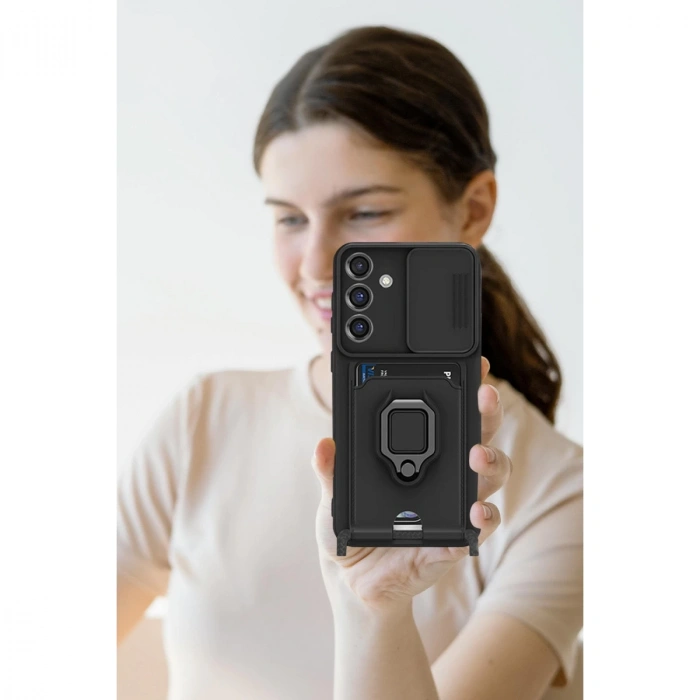 Samsung Galaxy S25 Plus Kılıf Zuma Kartvizitli Yüzüklü Silikon - Pembe