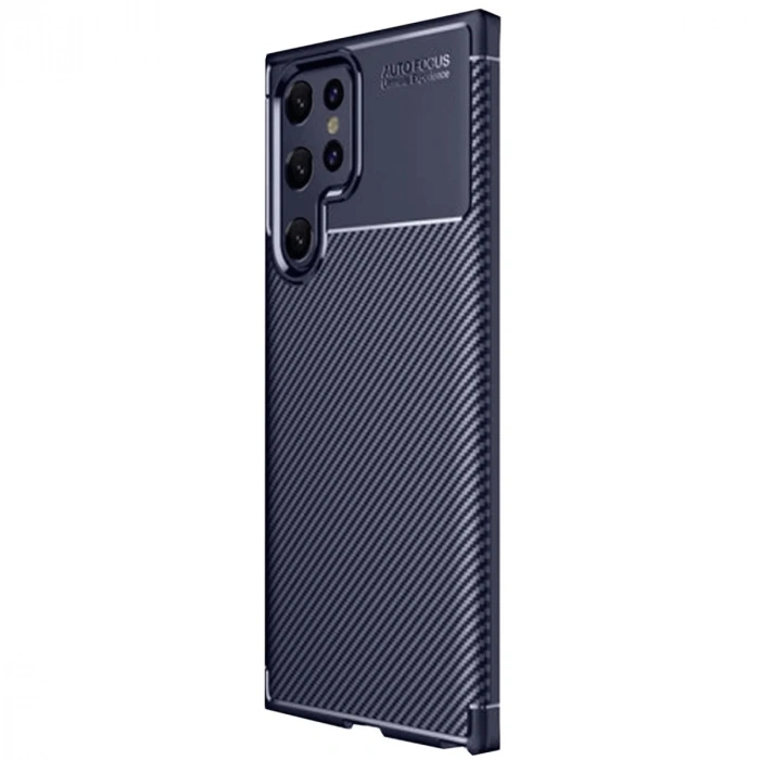 Samsung Galaxy S25 Ultra Kılıf Auto Focus Karbon Kapak - Lacivert