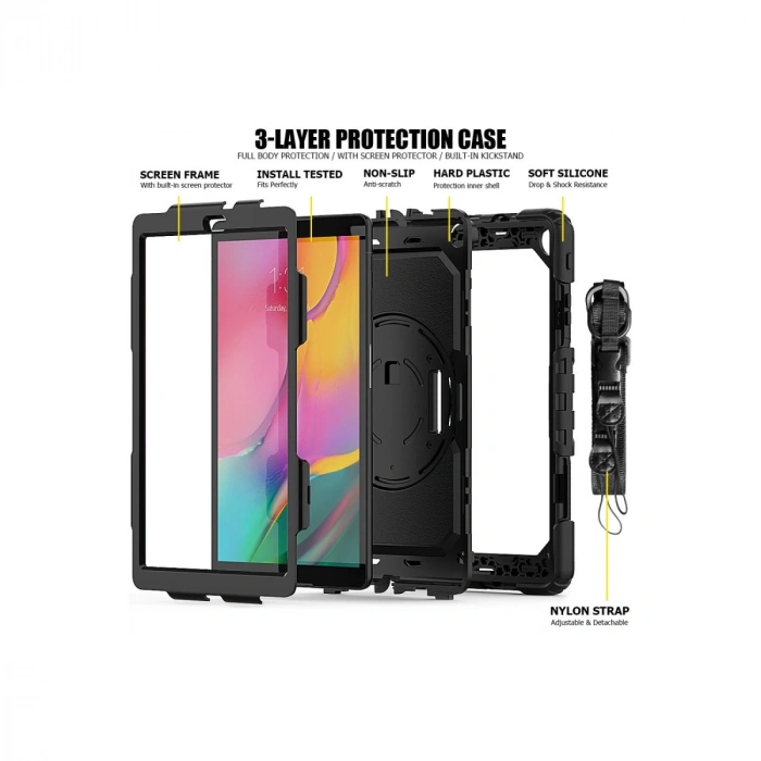 Samsung Galaxy T510 Tab A 10.1 Kılıf Pars Tablet Kapak - Siyah