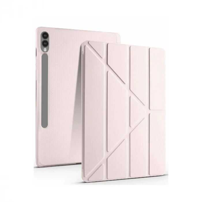 Samsung Galaxy X610 Tab S9 Fe Plus 12.4 Kılıf Kalemlikli Mars Tablet Kılıfı - Rose Gold