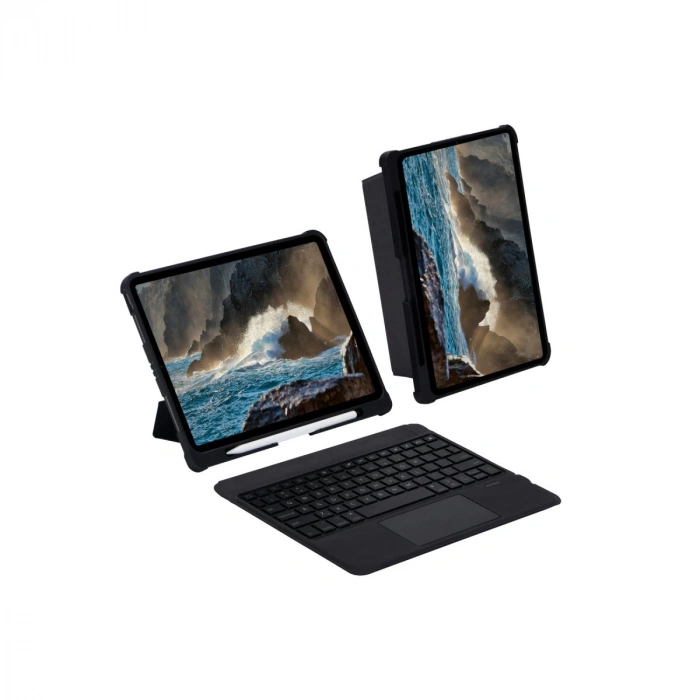 T5209d İpad Pro 12.9 (2021) Kılıf İnter Ledli Klavyeli Tablet Kılıfı - Siyah