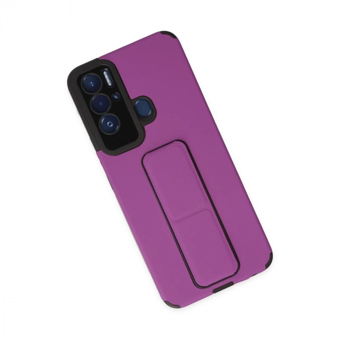 Tecno Pova Neo Kılıf Mega Standlı Silikon - Mor