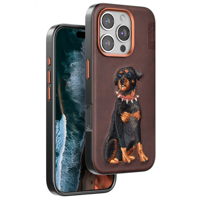 Venco İphone 16 Pro Perma Desenli Kapak - Koyu Kahve