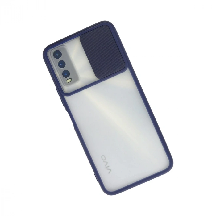 Vivo Y11s Kılıf Palm Buzlu Kamera Sürgülü Silikon - Lacivert