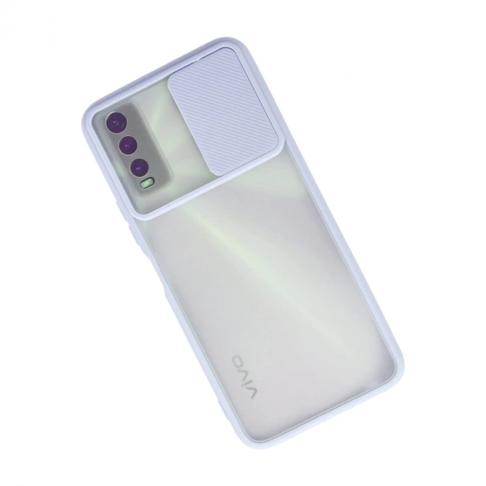 Vivo Y11s Kılıf Palm Buzlu Kamera Sürgülü Silikon - Lila