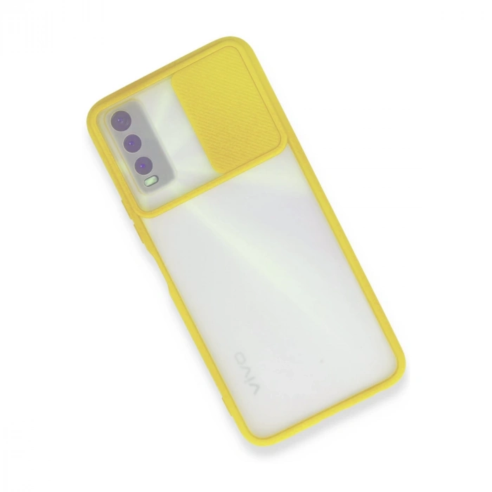 Vivo Y11s Kılıf Palm Buzlu Kamera Sürgülü Silikon - Sarı