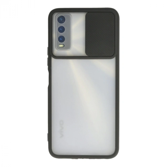 Vivo Y11s Kılıf Palm Buzlu Kamera Sürgülü Silikon - Siyah