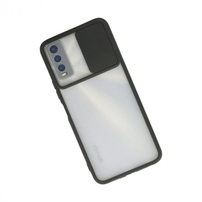 Vivo Y11s Kılıf Palm Buzlu Kamera Sürgülü Silikon - Siyah