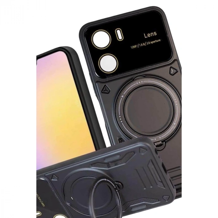 Vivo Y16 Kılıf Joy Lens Standlı Kapak - Siyah