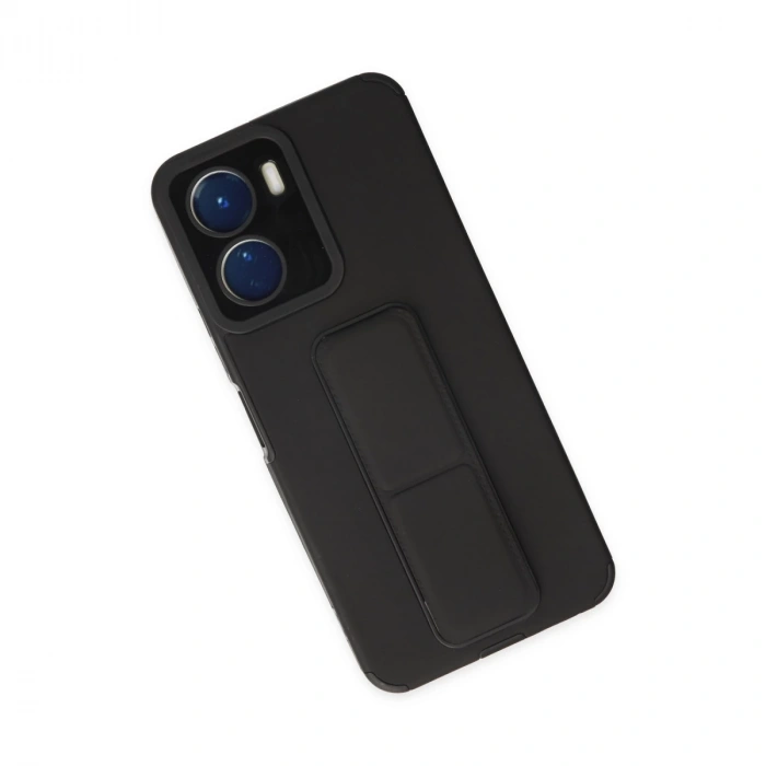 Vivo Y16 Kılıf Mega Standlı Silikon - Siyah