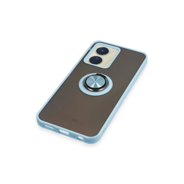 Vivo Y16 Kılıf Montreal Yüzüklü Silikon Kapak - Buz Mavi