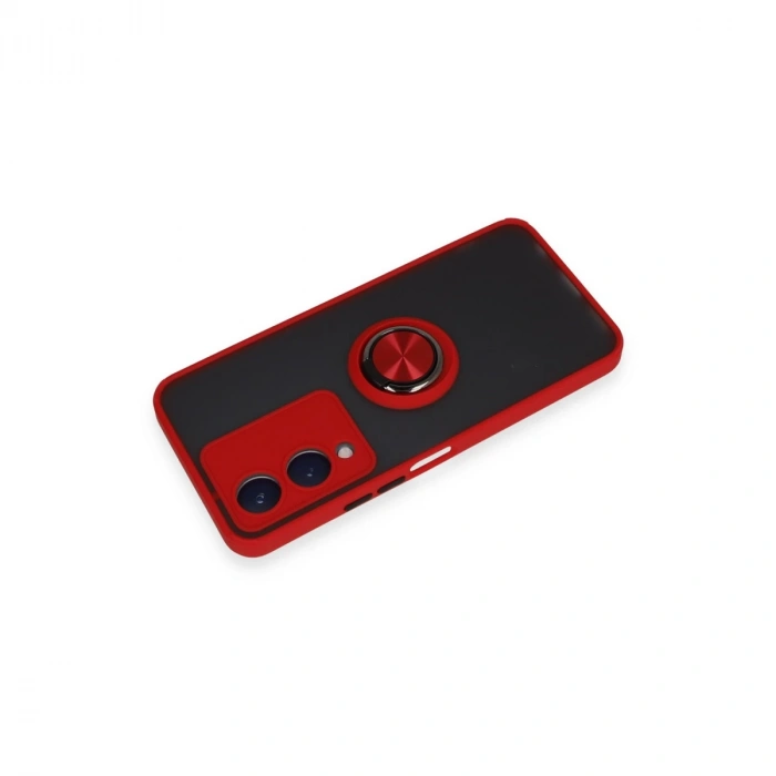 Vivo Y17s Kılıf Montreal Yüzüklü Silikon Kapak - Kırmızı