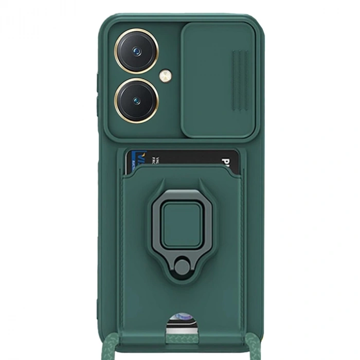 Vivo Y27 Kılıf Zuma Kartvizitli Yüzüklü Silikon - Yeşil