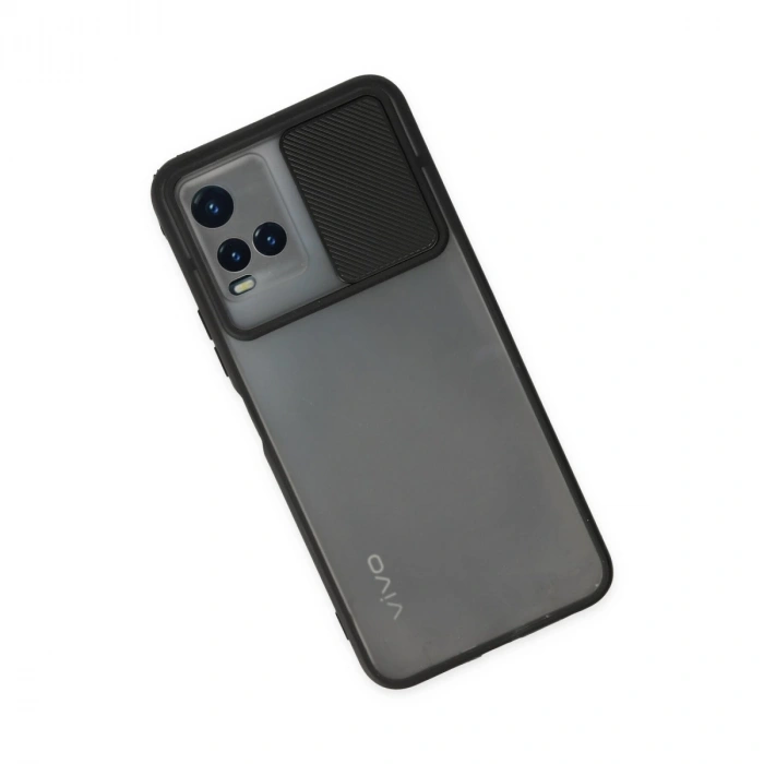 Vivo Y33s Kılıf Palm Buzlu Kamera Sürgülü Silikon - Siyah