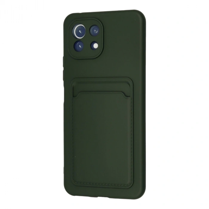 Xiaomi Mi 11 Kılıf Kelvin Kartvizitli Silikon - Koyu Yeşil