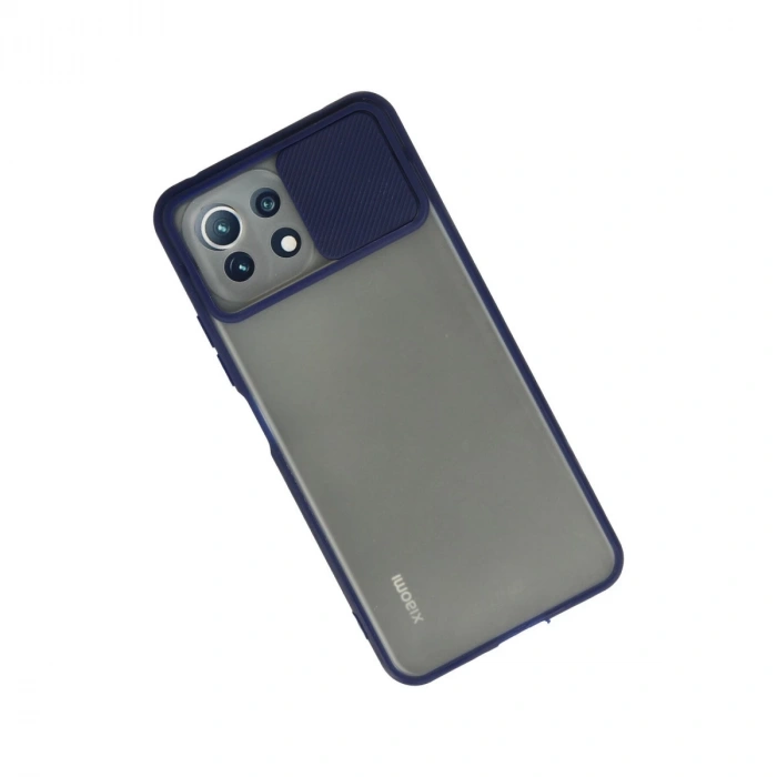 Xiaomi Mi 11 Lite Kılıf Palm Buzlu Kamera Sürgülü Silikon - Lacivert