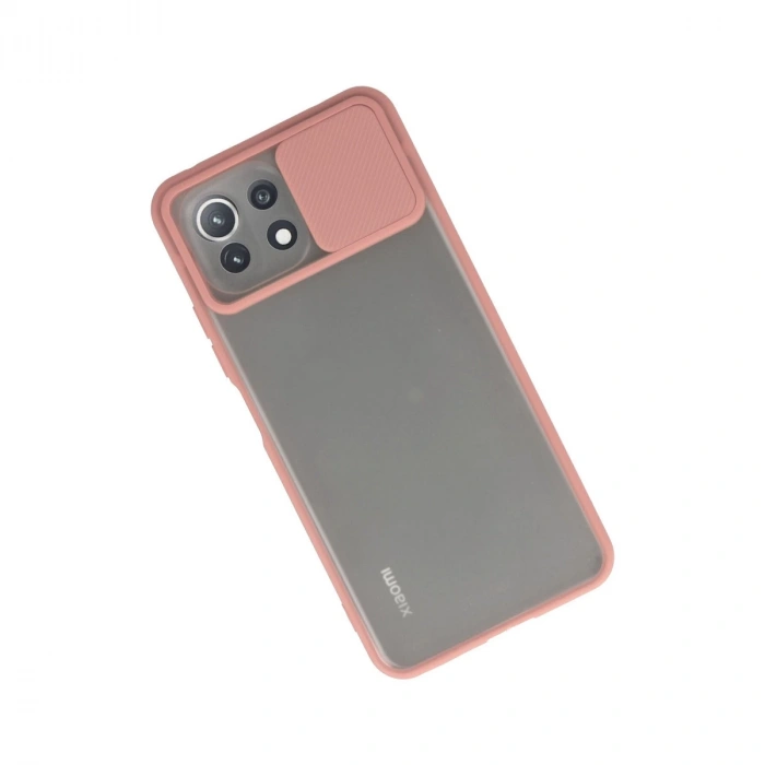 Xiaomi Mi 11 Lite Kılıf Palm Buzlu Kamera Sürgülü Silikon - Pembe
