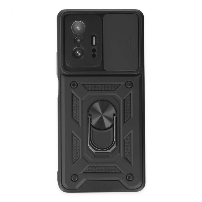 Xiaomi Mi 11t Pro Kılıf Pars Lens Yüzüklü Silikon - Siyah