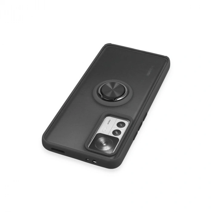 Xiaomi Mi 12t Pro Kılıf Montreal Yüzüklü Silikon Kapak - Siyah