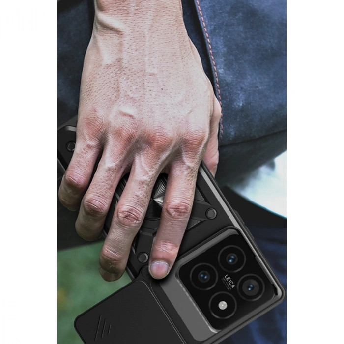 Xiaomi Mi 14t Pro Kılıf Pars Lens Yüzüklü Silikon - Siyah