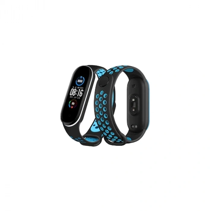 Xiaomi Mi Band 4 Spor Delikli Kordon - Siyah-turkuaz