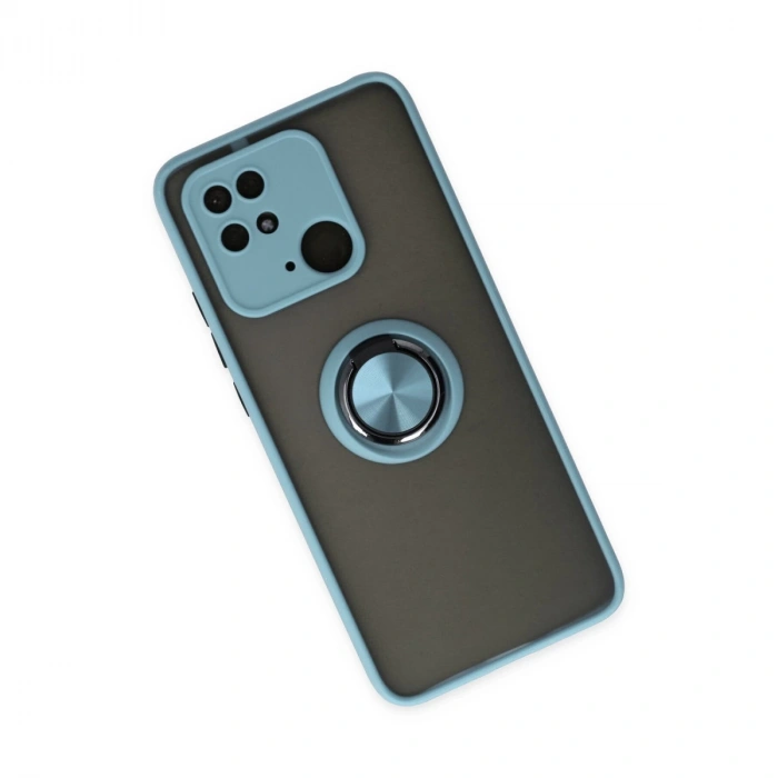 Xiaomi Poco C40 Kılıf Montreal Yüzüklü Silikon Kapak - Buz Mavi