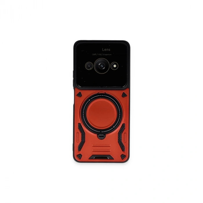 Xiaomi Poco C61 Kılıf Joy Lens Standlı Kapak - Kırmızı