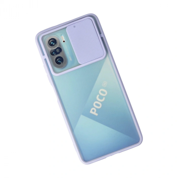 Xiaomi Poco F3 Kılıf Palm Buzlu Kamera Sürgülü Silikon - Lila