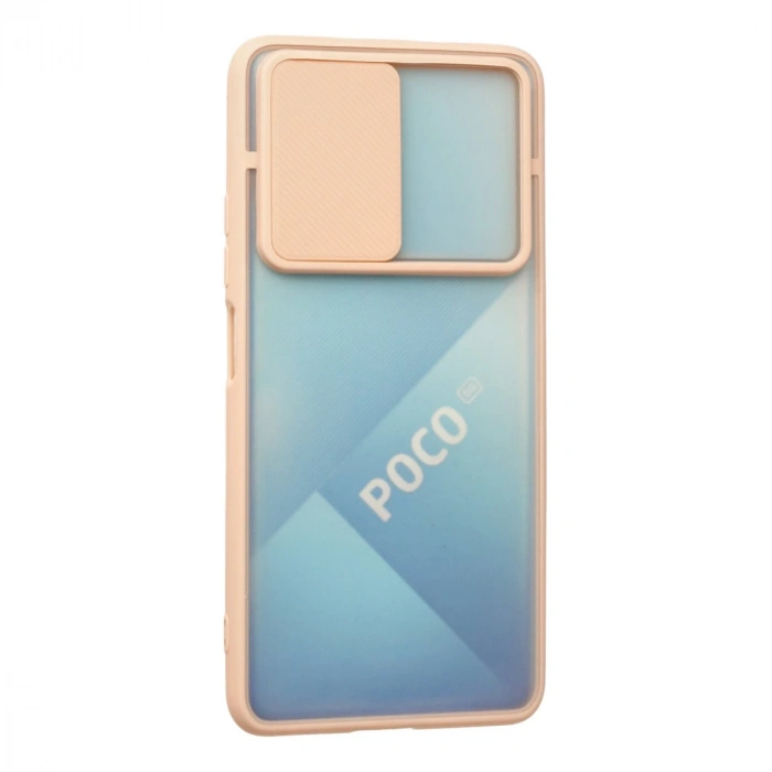 Xiaomi Poco F3 Kılıf Palm Buzlu Kamera Sürgülü Silikon - Pembe