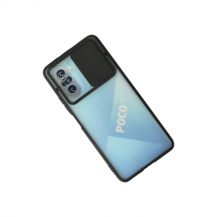 Xiaomi Poco F3 Kılıf Palm Buzlu Kamera Sürgülü Silikon - Siyah