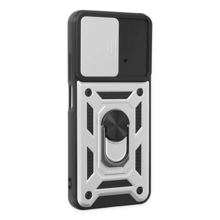 Xiaomi Poco M4 Pro 4g Kılıf Pars Lens Yüzüklü Silikon - Gümüş