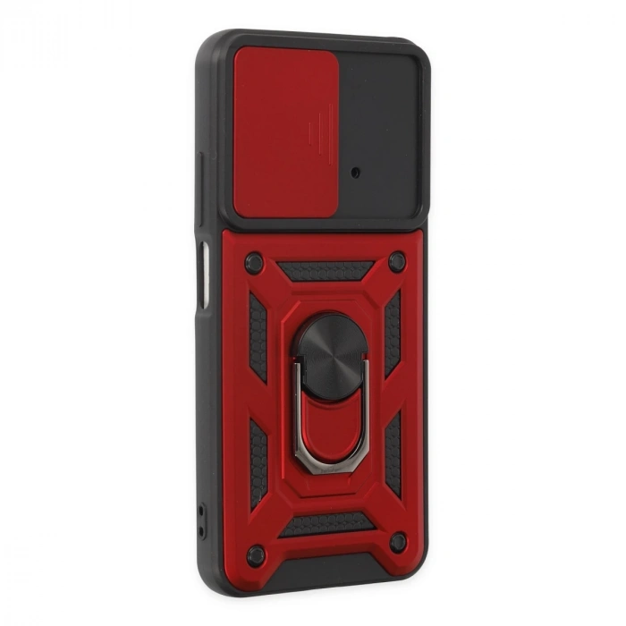 Xiaomi Poco M4 Pro 4g Kılıf Pars Lens Yüzüklü Silikon - Kırmızı