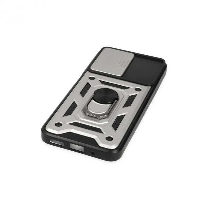 Xiaomi Poco M5 Kılıf Pars Lens Yüzüklü Silikon - Gümüş