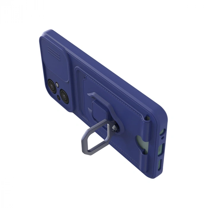 Xiaomi Poco M5 Kılıf Zuma Kartvizitli Yüzüklü Silikon - Lacivert