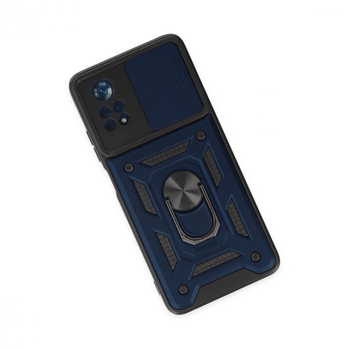 Xiaomi Poco X4 Pro 5g Kılıf Pars Lens Yüzüklü Silikon - Lacivert