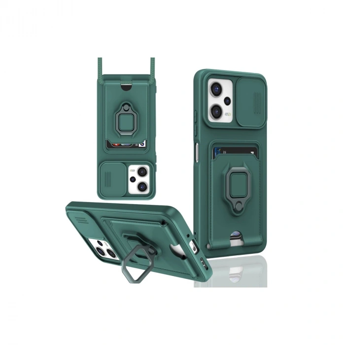 Xiaomi Poco X5 5g Kılıf Zuma Kartvizitli Yüzüklü Silikon - Yeşil