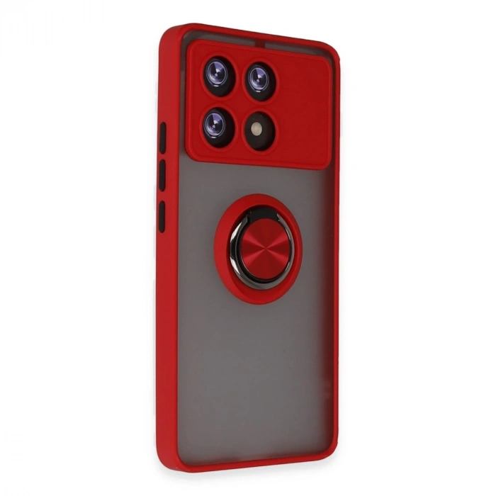 Xiaomi Poco X6 Pro Kılıf Montreal Yüzüklü Silikon Kapak - Kırmızı