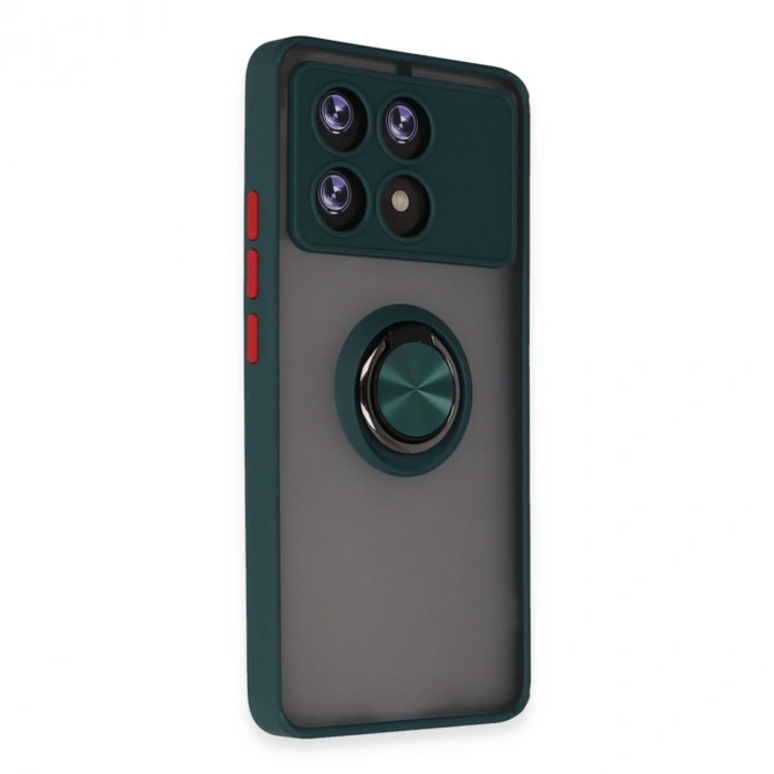 Xiaomi Poco X6 Pro Kılıf Montreal Yüzüklü Silikon Kapak - Yeşil