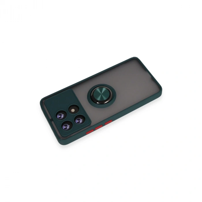 Xiaomi Poco X6 Pro Kılıf Montreal Yüzüklü Silikon Kapak - Yeşil