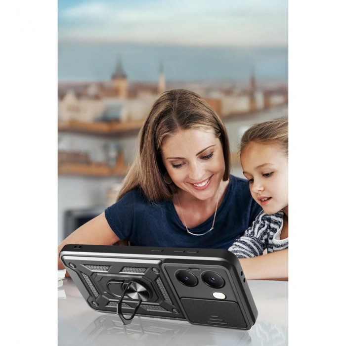 Xiaomi Poco X7 Pro Kılıf Pars Lens Yüzüklü Silikon - Kırmızı