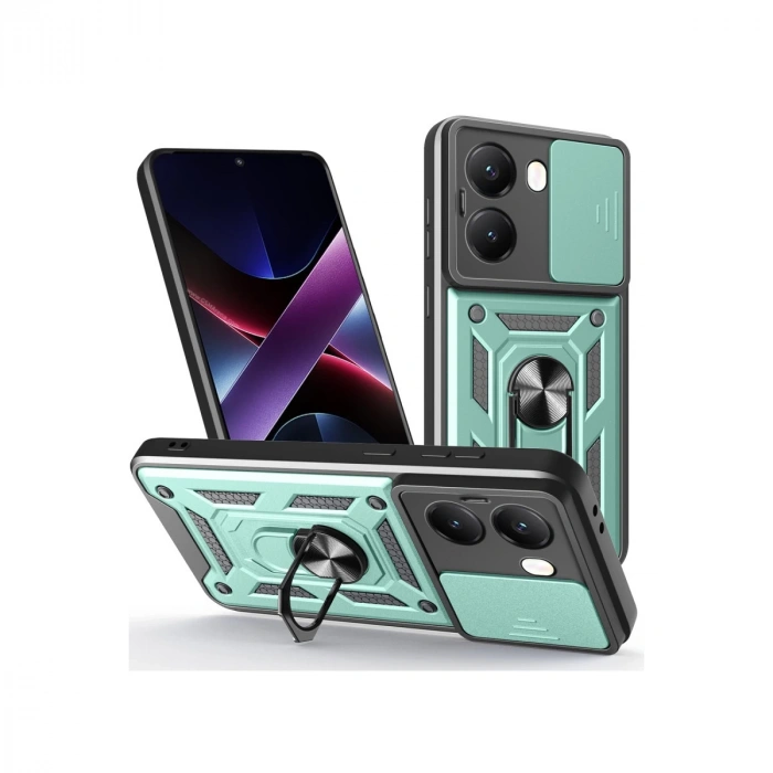 Xiaomi Poco X7 Pro Kılıf Pars Lens Yüzüklü Silikon - Yeşil